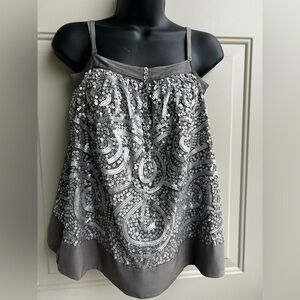 Bcbgmaxazria grey silk embellished tank top Size XS, 100% silk